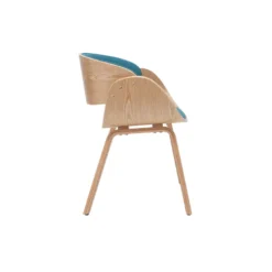 Chaise en tissu bleu canard et bois clair bent