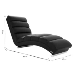 Chaise longue &nbsp; fauteuil noir et acier chromé taylor