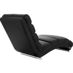 Chaise longue &nbsp; fauteuil noir et acier chromé taylor