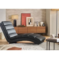 Chaise longue &nbsp; fauteuil noir et acier chromé taylor