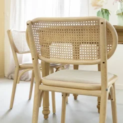 Chaise orme clair et cannage (lot de 2)