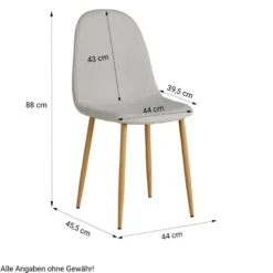 Chaise salle à manger lot de 6 - gris