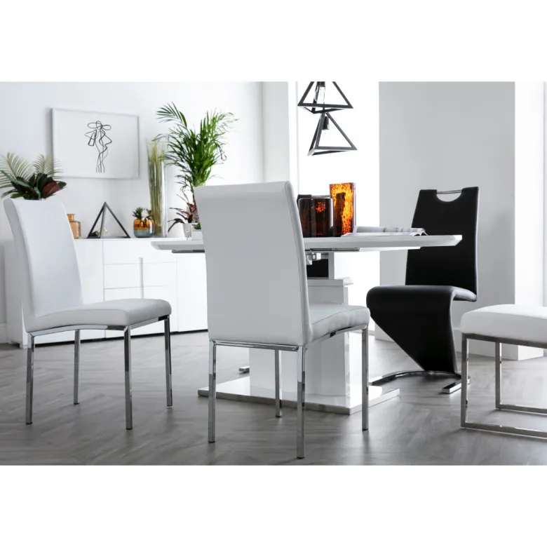 Chaises blanc et acier chromé (lot de 2) simea