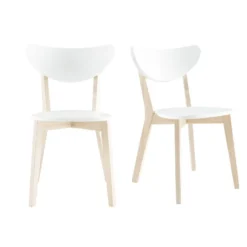 Chaises blanc et bois clair (lot de 2) leena