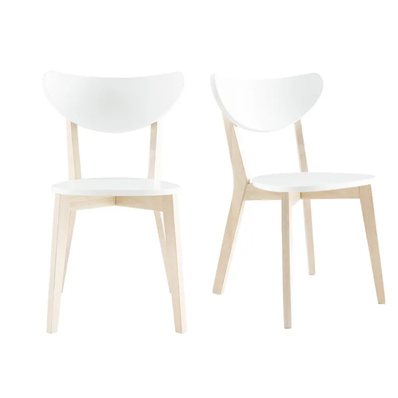 Chaises blanc et bois clair (lot de 2) leena