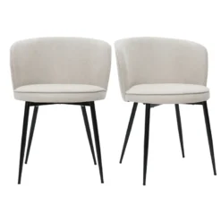 Chaises en tissu effet velours beige et métal noir (lot de 2) serif