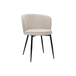 Chaises en tissu effet velours beige et métal noir (lot de 2) serif