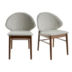 Chaises en tissu gris clair et bois foncé (lot de 2) spike