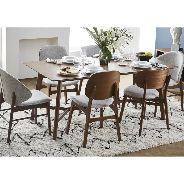 Chaises en tissu gris clair et bois foncé (lot de 2) spike