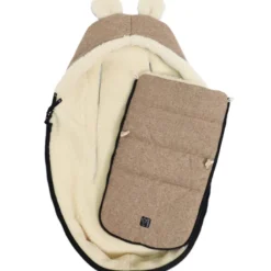 Chancelière capuche souris en laine marron (0-12 mois)