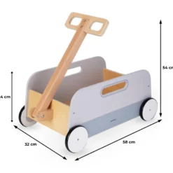 Chariot à jouets en bois mamabrum avec remorque à tirer pour enfant