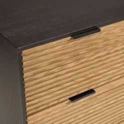 Charlie - commode bois marron et noire 3 tiroirs pin pieds métal