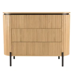 Charlie - commode bois 3 tiroirs style rétro pin marron