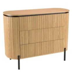 Charlie - commode bois 3 tiroirs style rétro pin marron