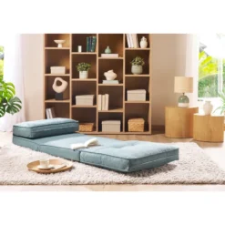 Chauffeuse 1 place convertible en tissu vert de gris sally