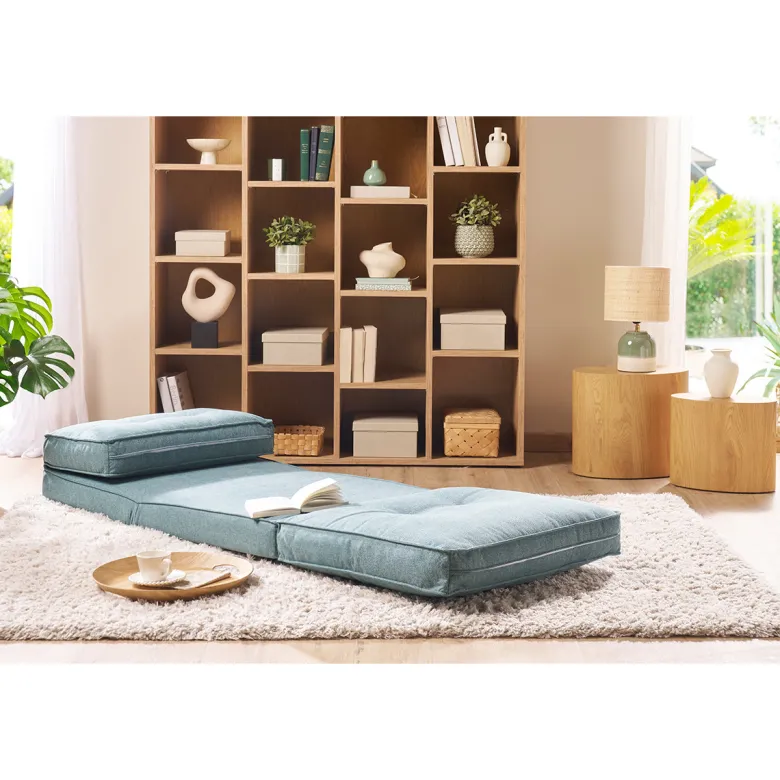 Chauffeuse 1 place convertible en tissu vert de gris sally
