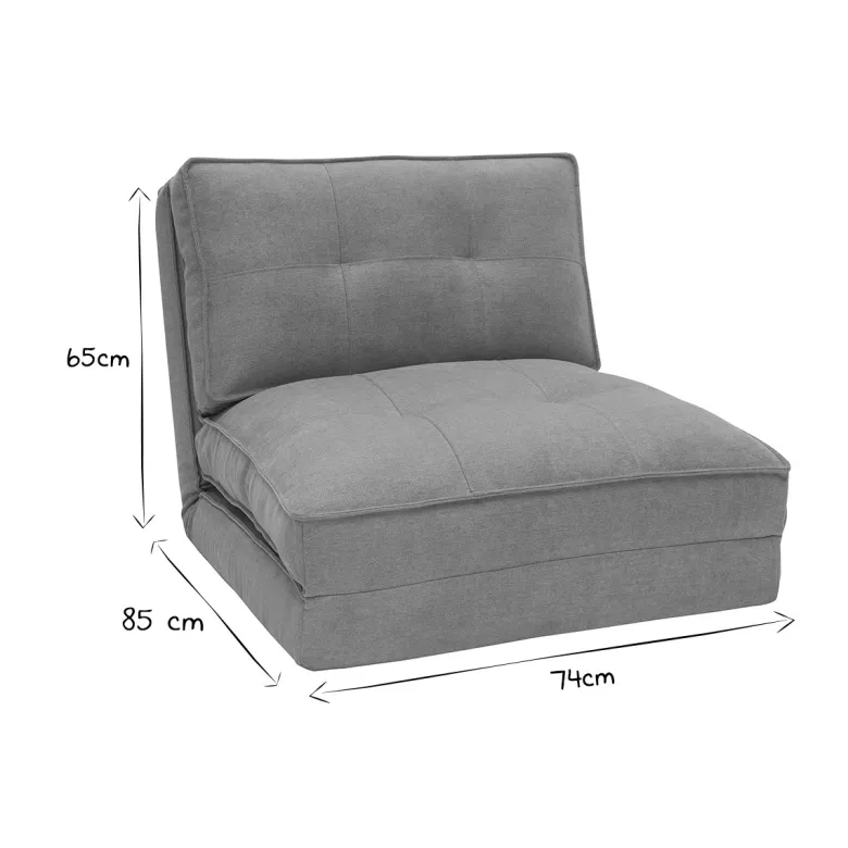 Chauffeuse 1 place convertible en tissu vert de gris sally