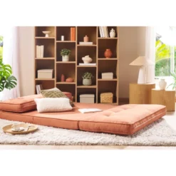 Chauffeuse 2 places convertible en tissu terracotta sally
