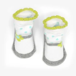 Chaussette bébé - petites fleurs gris 0