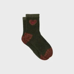 Chaussettes coeur vert foncé