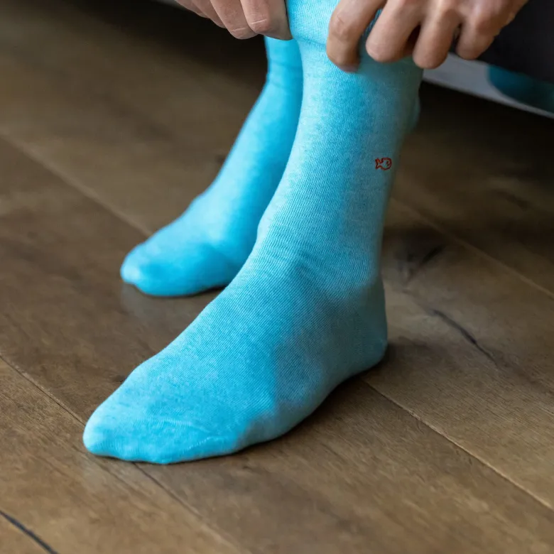 Chaussettes unies azurin