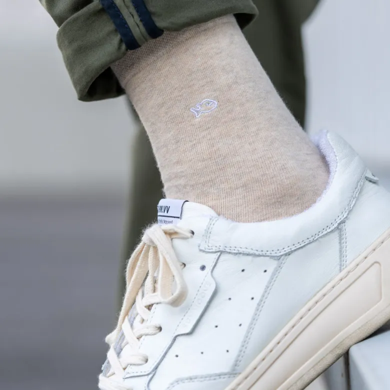 Chaussettes unies beige