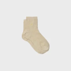 Chaussettes unies pailletées beige