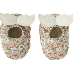 Chaussons avec ailes d'ange imprimé liberty (0-6 mois)