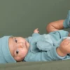 Chaussons bébé en coton bio melange stonegreen (0-3 mois)