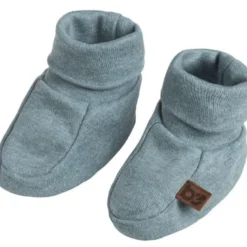 Chaussons bébé en coton bio melange stonegreen (0-3 mois)