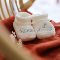 Chaussons naissance - message maman d'am