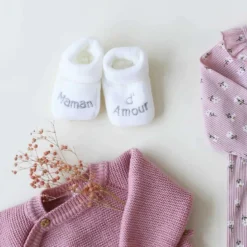 Chaussons naissance - message maman d'am