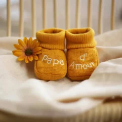Chaussons naissance - message papa d'amo