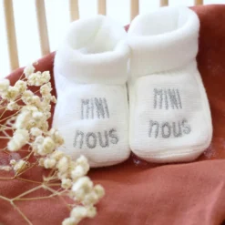 Chaussons naissance - mini nous #ffffff