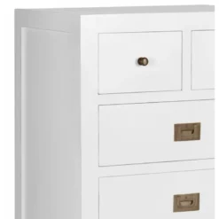 Chiffonnier 6 tiroirs bronze bois blanc