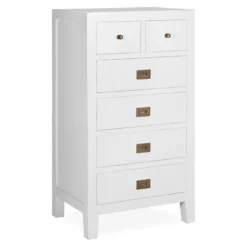 Chiffonnier 6 tiroirs bronze bois blanc