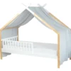 Ciel de lit cabane gaze coton gris