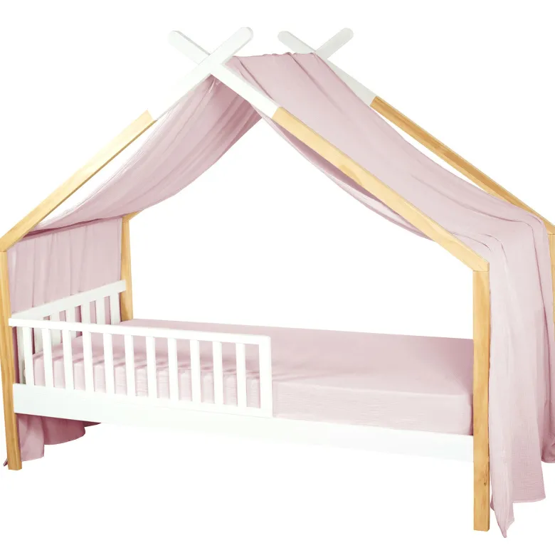 Ciel de lit cabane gaze coton rose 420