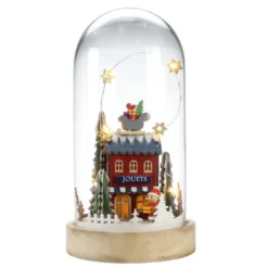 Cloche en verre led blanc chaud, 10 micro-led, déco de noël à poser