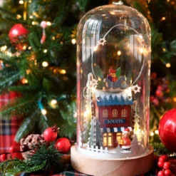 Cloche en verre led blanc chaud, 10 micro-led, déco de noël à poser