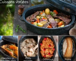Cocotte ovale en acier émaillé, roaster - 8l - graniteware