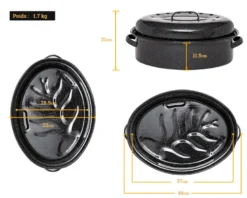 Cocotte ovale en acier émaillé, roaster - 8l - graniteware