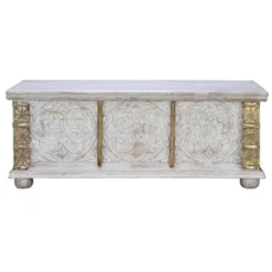 Coffre bronze bois blanc - décoration