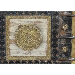 Coffre bronze bois marron - décoration