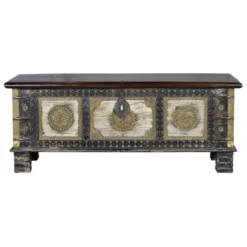 Coffre bronze bois marron - décoration