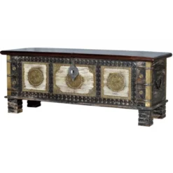 Coffre bronze bois marron - décoration