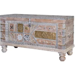 Coffre bronze bois marron - décoration