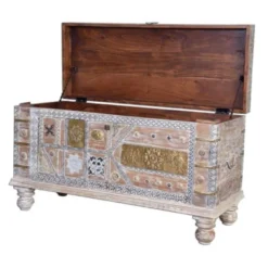Coffre bronze bois marron - décoration