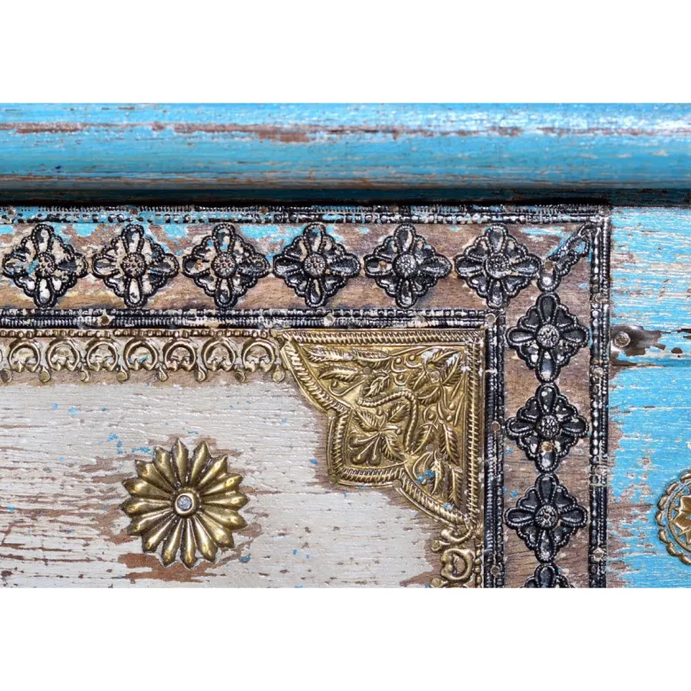 Coffre bronze bois multicolore -