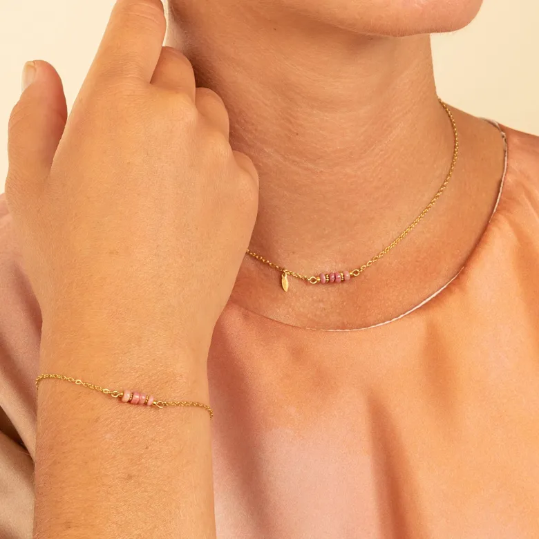 Coffret bijou rose – parure mini rêve en quartz fraise facetté